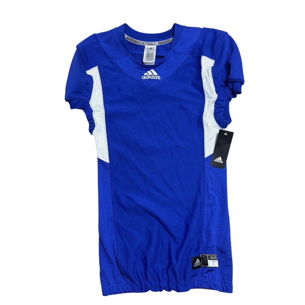 Adidas Shirt Mens Small Blue White Football Practice Jersey Mesh Elastic Top
